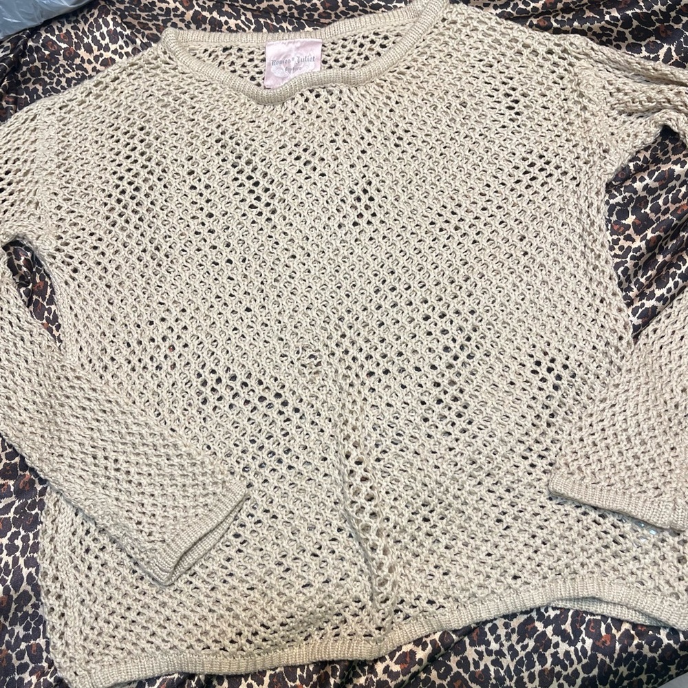 Y2k Romeo and Juliet Couture Crotchet Light Tan Beige Top